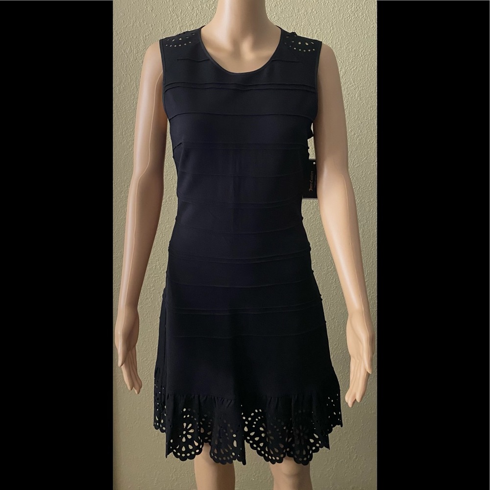 NWT JUICY COUTURE Women’s Pitch Black Ponte Eyelet Dress